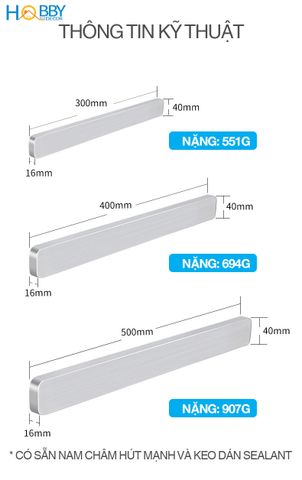 Thanh treo dao kéo nam châm hút mạnh inox 304 mẫu dán Hobby home decor TTD