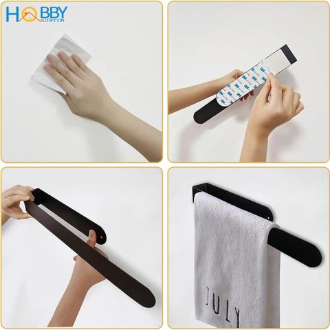Thanh treo vắt khăn tắm dán tường Hobby home decor TTKD màu đen