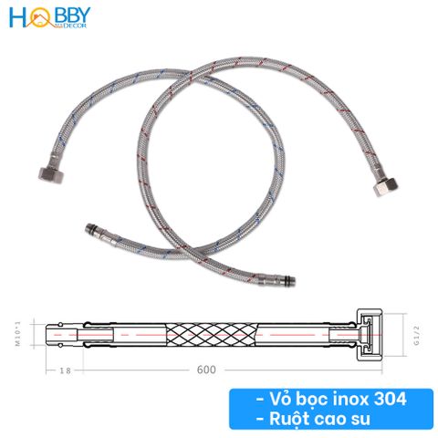 Bộ 2 dây cấp nước nóng lạnh Inox 304 dài 60/80cm Hobby home decor DNL