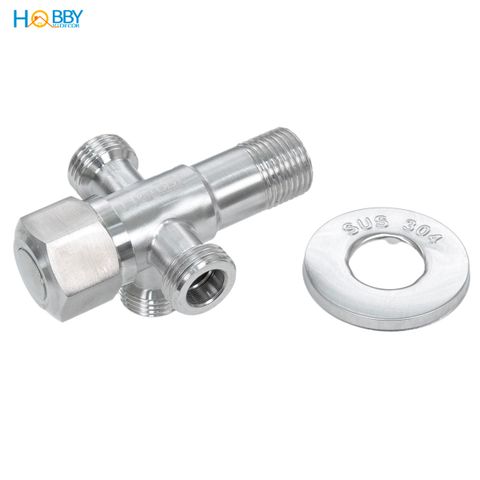 Van chia nước 3 nhánh ren ngoài 21 inox 304 Hobby home decor DNV4