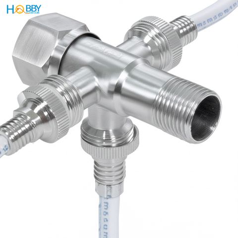 Van chia nước 3 nhánh ren ngoài 21 inox 304 Hobby home decor DNV4