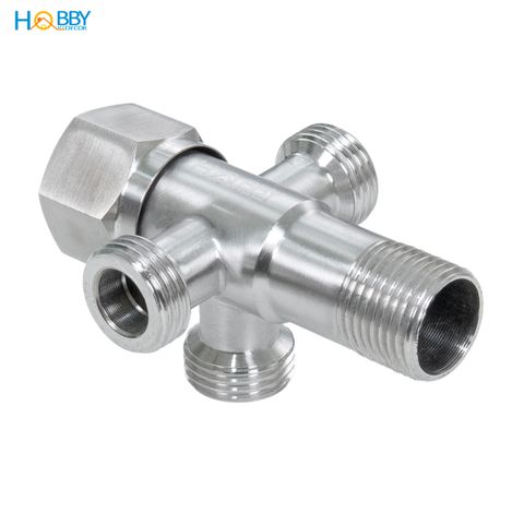 Van chia nước 3 nhánh ren ngoài 21 inox 304 Hobby home decor DNV4