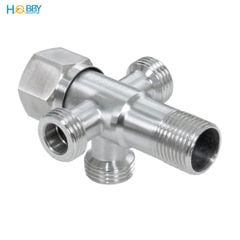 Van chia nước 3 nhánh ren ngoài 21 inox 304 Hobby home decor DNV4