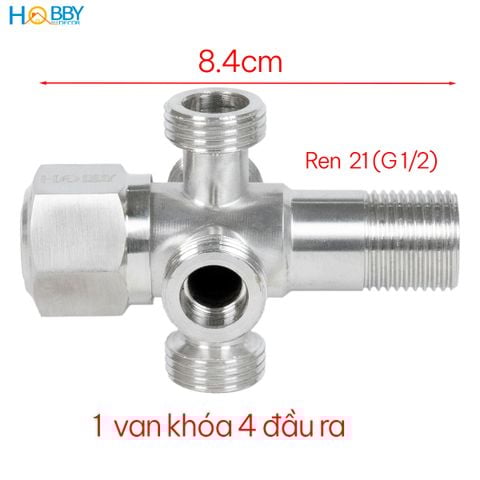 Van chia nước ra 4 nhánh inox 304 ren ngoài 21 Hobby home decor DNV5