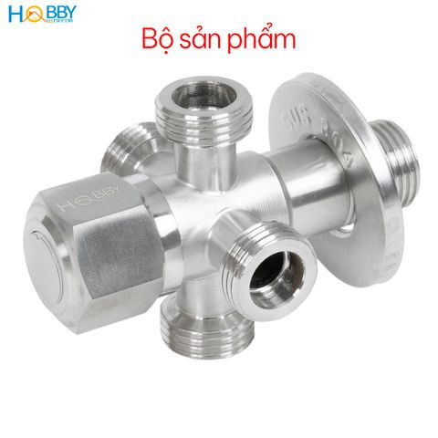 Van chia nước ra 4 nhánh inox 304 ren ngoài 21 Hobby home decor DNV5