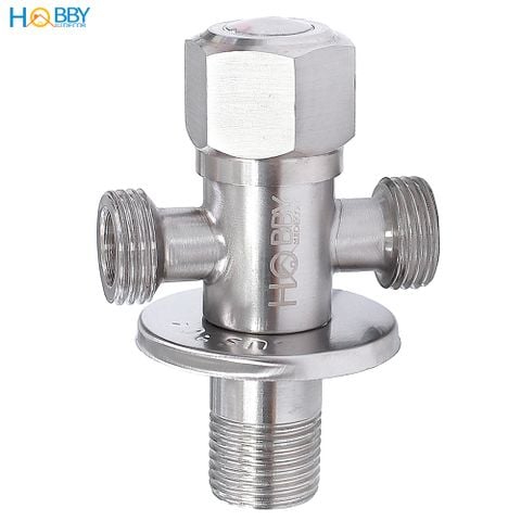 Van chia nước chữ T thành 2 dòng nước Inox 304 Hobby Home Decor DNT1 ren nối 21mm