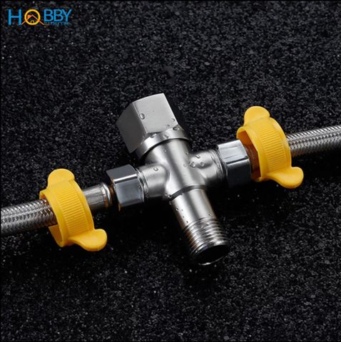 Van chia nước chữ T thành 2 dòng nước Inox 304 Hobby Home Decor DNT1 ren nối 21mm