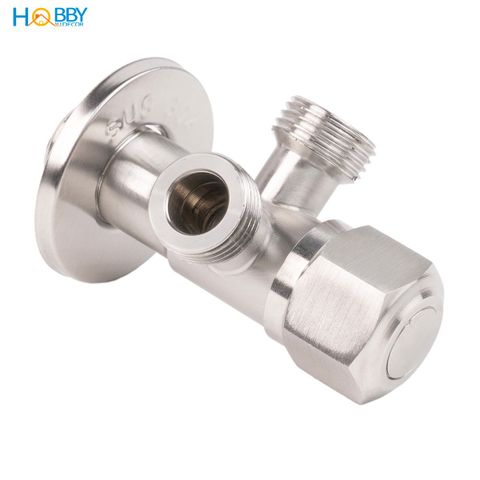 Van chia nước góc vuông ra 2 đầu ren 21 inox 304 Hobby home decor DNV1