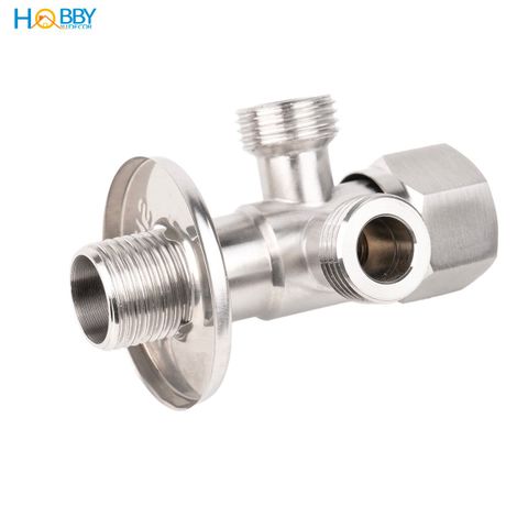 Van chia nước góc vuông ra 2 đầu ren 21 inox 304 Hobby home decor DNV1