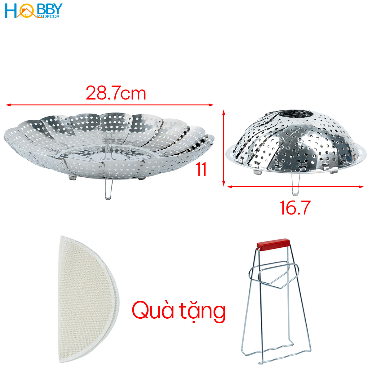 Vỉ rế hấp xửng hấp inox 304 đa năng Hobby home decor RH1 - HOBBY HOME DECOR