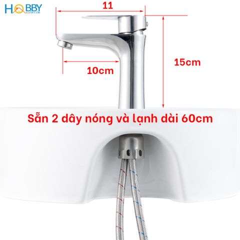 Vòi chậu rửa mặt lavabo nóng lạnh inox 304 bóng Hobby home decor VRM9