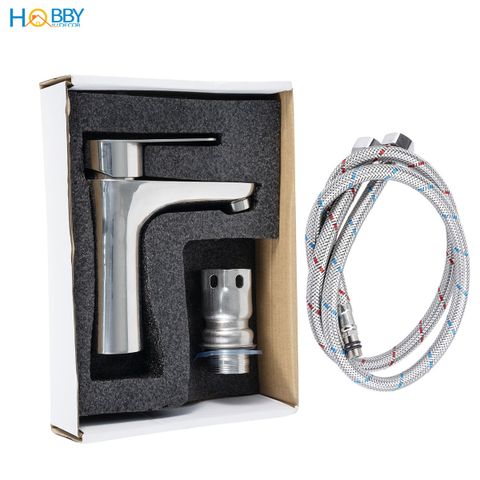 Vòi chậu rửa mặt lavabo nóng lạnh inox 304 bóng Hobby home decor VRM9