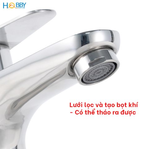 Vòi chậu rửa mặt lavabo nóng lạnh inox 304 bóng Hobby home decor VRM9