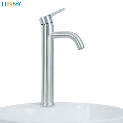 Vòi chậu lavabo lạnh gắn bàn đá inox 304 xước mờ Hobby home decor LBL8