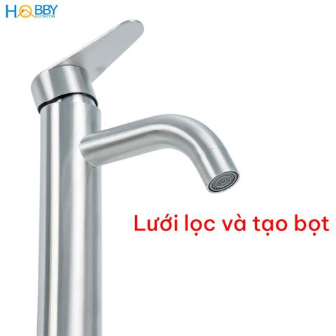 Vòi chậu lavabo lạnh gắn bàn đá inox 304 xước mờ Hobby home decor LBL8