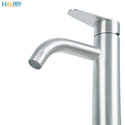 Vòi chậu lavabo lạnh gắn bàn đá inox 304 xước mờ Hobby home decor LBL8