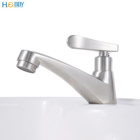 Vòi chậu rửa mặt lavabo inox 304 cấp lạnh Hobby home decor LBL6 có dây