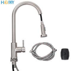 Vòi rửa chén nóng lạnh dây rút 2 chế độ inox 304 Hobby Home Decor VDR4