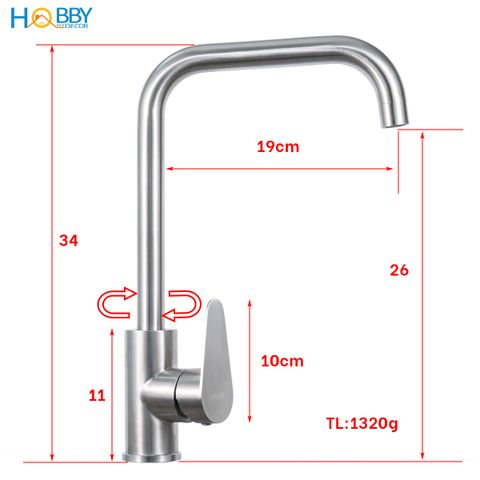 Vòi chậu rửa chén bát nóng lạnh inox 304 cao cấp Hobby home decor CRC1