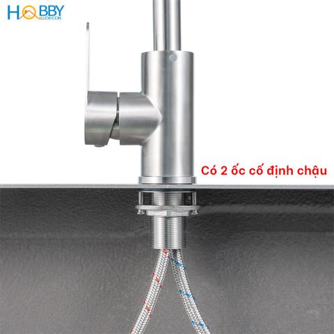 Vòi chậu rửa chén bát nóng lạnh inox 304 cao cấp Hobby home decor CRC1