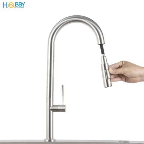 Vòi rửa chén bát dây rút lạnh 2 chế độ inox 304 Hobby home decor VDR14