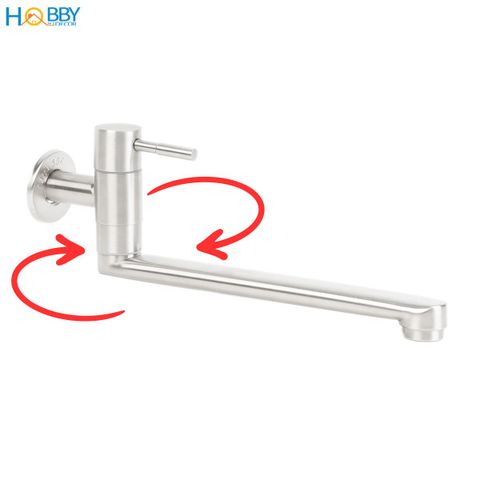Vòi rửa chén gắn tường dòng lạnh inox 304 Hobby home decor VT4