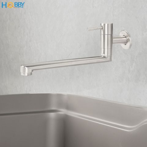 Vòi rửa chén gắn tường dòng lạnh inox 304 Hobby home decor VT4