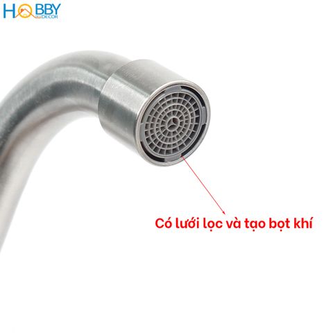 Vòi rửa chén lạnh gắn tường inox 304 ren 21 Hobby Home Decor VT1