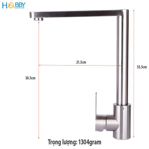 Vòi rửa chén bát nóng lạnh inox 304 Hobby home decor RCDV