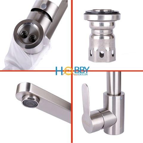Vòi rửa chén bát nóng lạnh inox 304 Hobby home decor RCDV