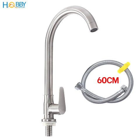 Vòi rửa chén bát lạnh gắn chậu inox 304 xoay tròn Hobby home decor RL1