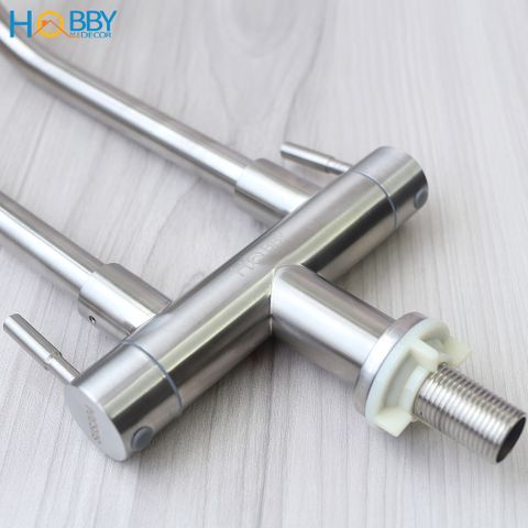 Vòi nước rửa chén 2 đầu lạnh inox 304 có dây cấp Hobby Home Decor RC2D