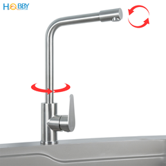 Vòi rửa chén nóng lạnh đầu xoay tròn inox 304 Hobby home decor CRC3