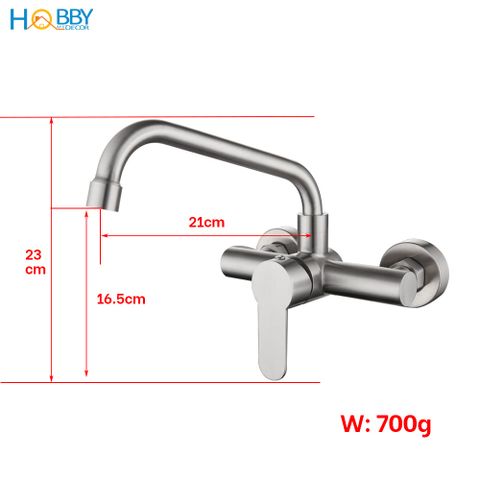 Vòi rửa chén nóng lạnh gắn tường inox 304 Hobby Home Decor ANL2