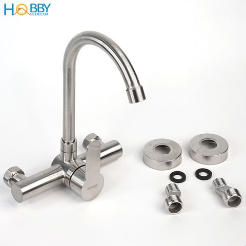 Vòi rửa chén bát nóng lạnh âm tường inox 304 Hobby Home Decor ANL3