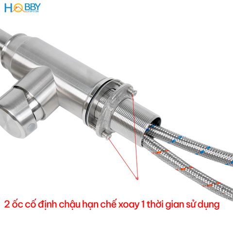 Vòi rửa chén nóng lạnh Inox 304 xoay tròn Hobby home decor CRC5 có dây