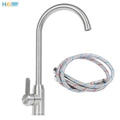 Vòi rửa chén nóng lạnh Inox 304 xoay tròn Hobby home decor CRC5 có dây
