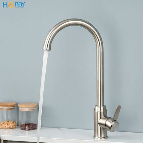 Vòi rửa chén nóng lạnh Inox 304 xoay tròn Hobby home decor CRC5 có dây