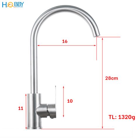 Vòi nước rửa chén bát nóng lạnh inox 304 Hobby Home Decor CRC2
