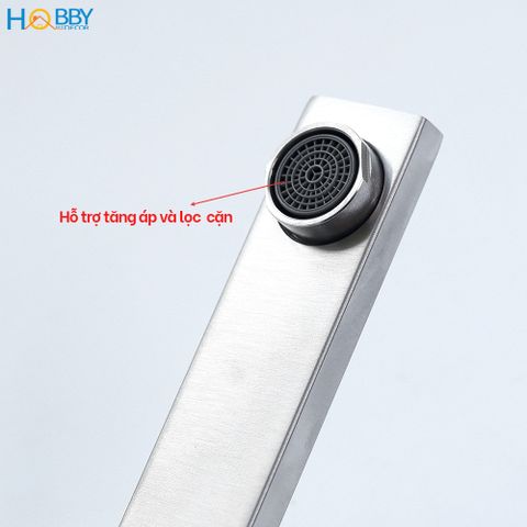 Vòi nước rửa chén nóng lạnh Inox 304 thân đế vuông Hobby Home Decor RCD2