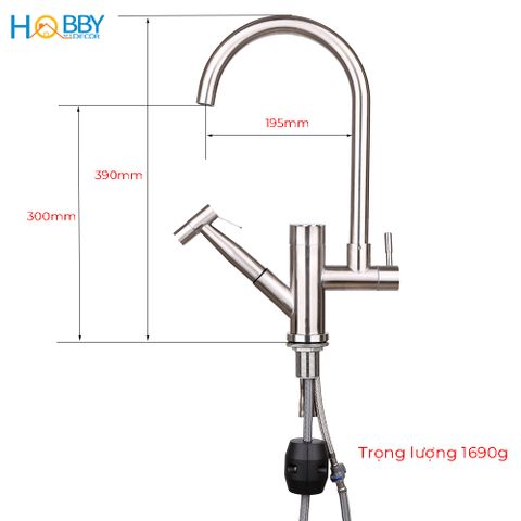 Vòi rửa chén nóng lạnh đa năng có vòi xịt rửa chậu Hobby Home Decor RCG inox 304