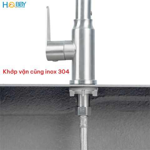 Vòi chậu rửa chén thân lạnh inox 304 kèm dây cấp Hobby home decor RL3