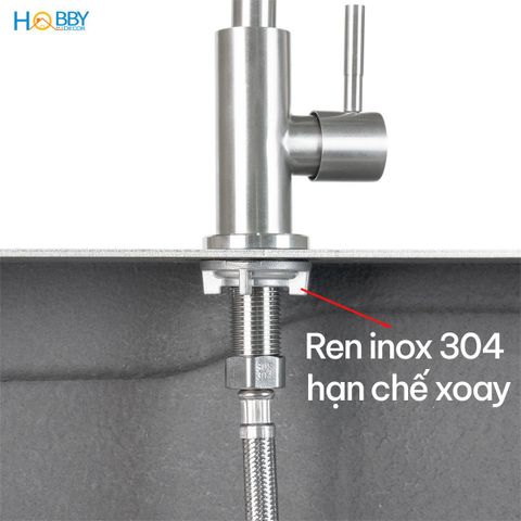 Vòi rửa chén đầu tăng áp thân uốn cong inox 304 Hobby Home Decor LXL