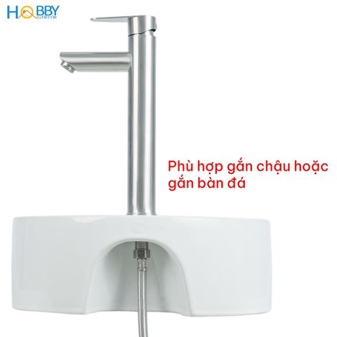 Vòi chậu rửa mặt lavabo lạnh thân cao inox 304 Hobby home decor LBL7