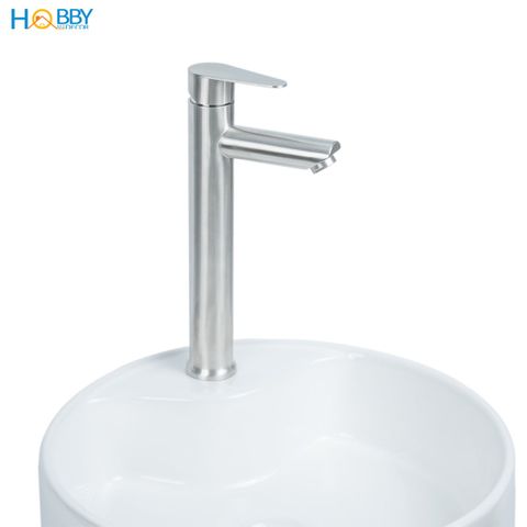 Vòi chậu rửa mặt lavabo lạnh thân cao inox 304 Hobby home decor LBL7