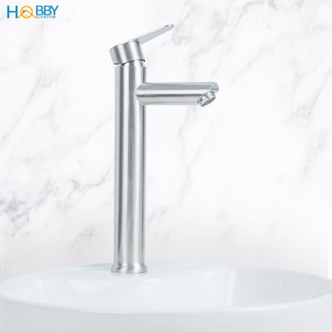 Vòi chậu rửa mặt lavabo lạnh thân cao inox 304 Hobby home decor LBL7