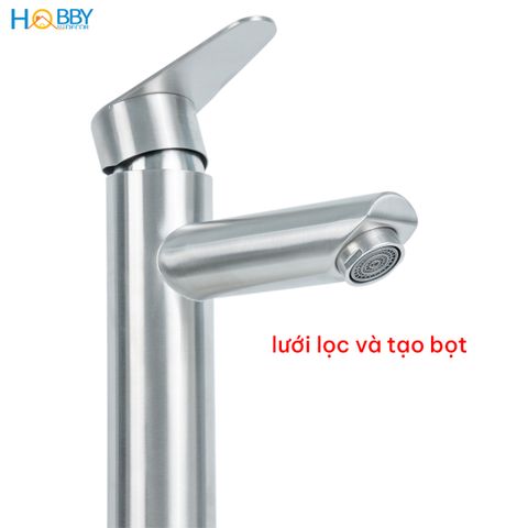Vòi chậu rửa mặt lavabo lạnh thân cao inox 304 Hobby home decor LBL7