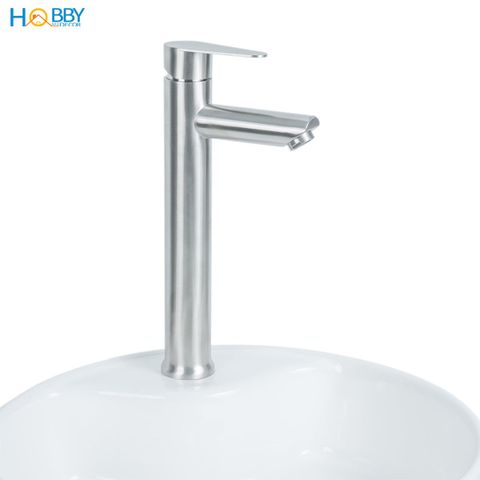 Vòi chậu rửa mặt lavabo lạnh thân cao inox 304 Hobby home decor LBL7