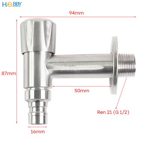 Vòi xả hồ cấp nước máy giặt inox 304 ren 21 Hobby Home Decor VIN3