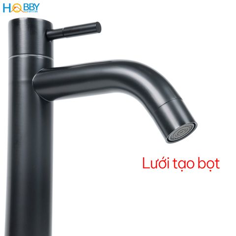 Vòi xả chậu rửa mặt lavabo Inox 304 sơn đen Hobby Home Decor LBL3D